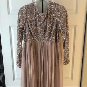Rose gold sequin maternity gown